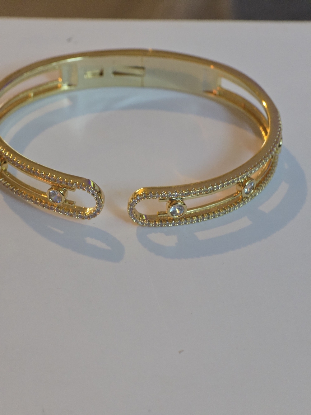 22kgp Dubai Jewelry Messika Style Gold Crystal Open Cuff Bracelet
